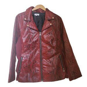 AVENUE - faux leather jacket in red and black snakeskin pattern, plus size 18/20